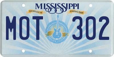 MS license plate MOT302