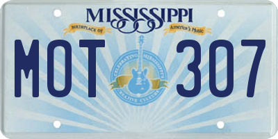 MS license plate MOT307