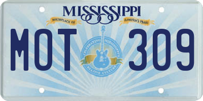 MS license plate MOT309