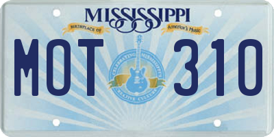 MS license plate MOT310