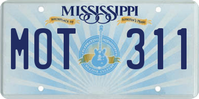 MS license plate MOT311