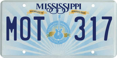 MS license plate MOT317