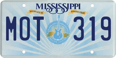 MS license plate MOT319