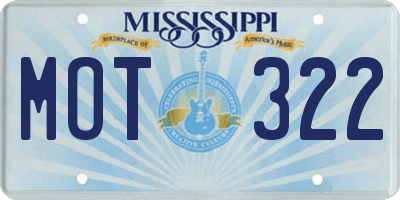 MS license plate MOT322