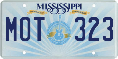 MS license plate MOT323