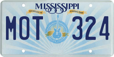 MS license plate MOT324