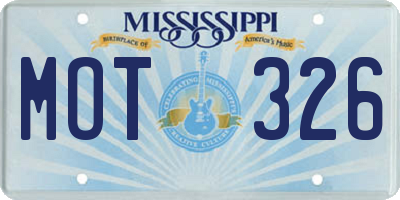 MS license plate MOT326