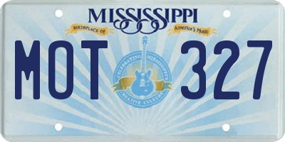 MS license plate MOT327