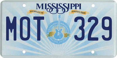 MS license plate MOT329