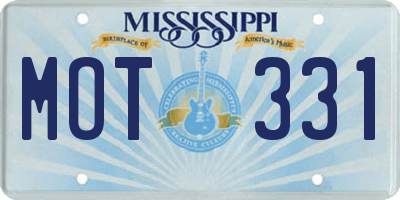 MS license plate MOT331