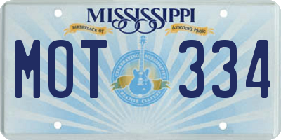 MS license plate MOT334