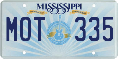 MS license plate MOT335