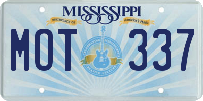 MS license plate MOT337