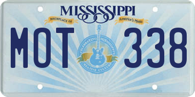 MS license plate MOT338