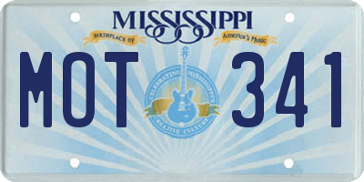 MS license plate MOT341
