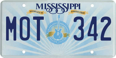 MS license plate MOT342