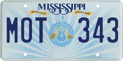MS license plate MOT343