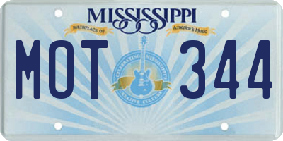 MS license plate MOT344
