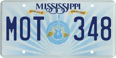 MS license plate MOT348