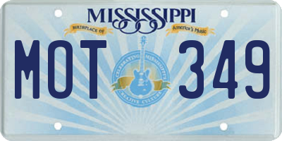 MS license plate MOT349