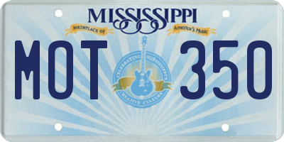 MS license plate MOT350