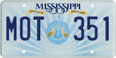 MS license plate MOT351