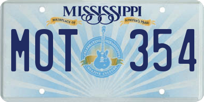 MS license plate MOT354