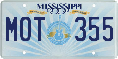 MS license plate MOT355