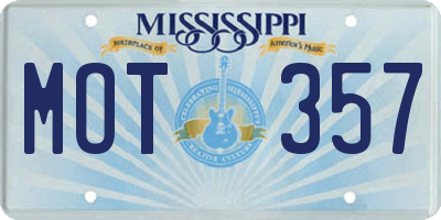 MS license plate MOT357