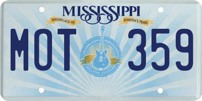 MS license plate MOT359