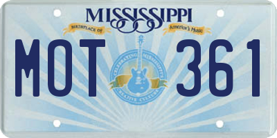 MS license plate MOT361