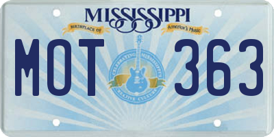 MS license plate MOT363