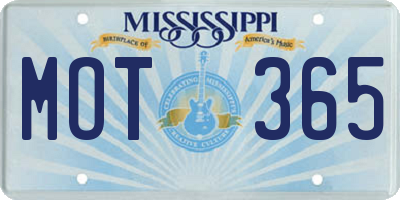 MS license plate MOT365