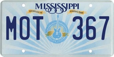 MS license plate MOT367