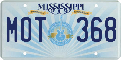 MS license plate MOT368
