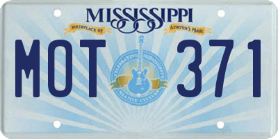 MS license plate MOT371