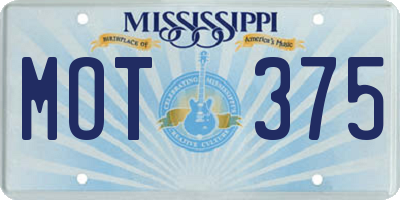 MS license plate MOT375