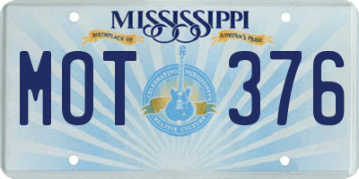MS license plate MOT376