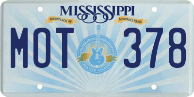 MS license plate MOT378