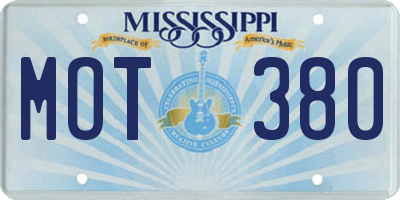 MS license plate MOT380