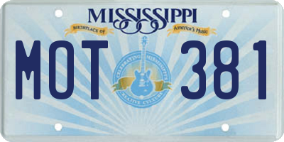 MS license plate MOT381