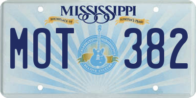 MS license plate MOT382