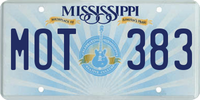 MS license plate MOT383