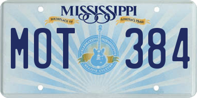 MS license plate MOT384