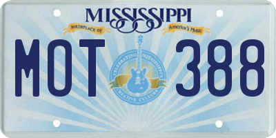 MS license plate MOT388