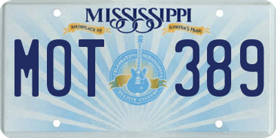 MS license plate MOT389