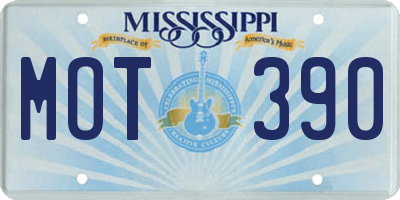 MS license plate MOT390