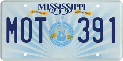 MS license plate MOT391