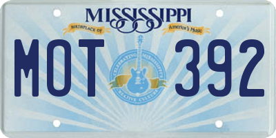 MS license plate MOT392