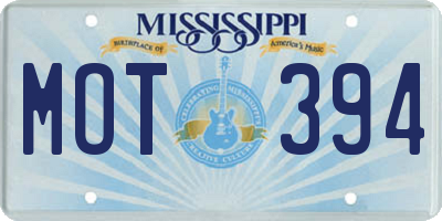MS license plate MOT394